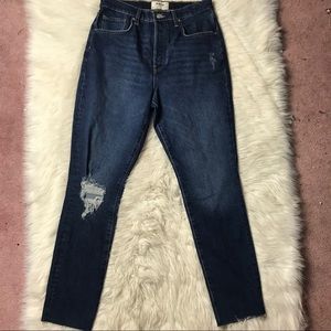 Free People Distressed Straight Leg Jeans 31